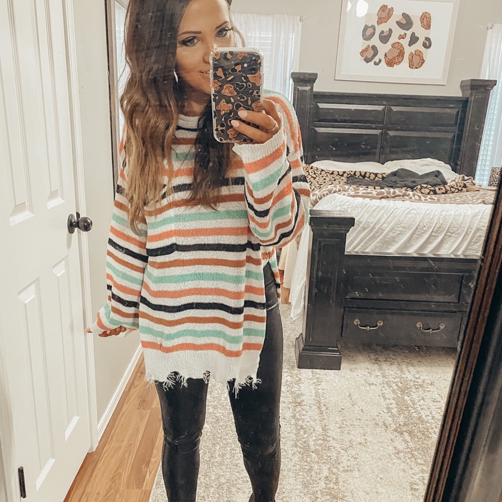 NEW spring pastel striped sweater